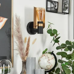 Lampes Vintages & Rétros-hofstein Applique murale Labansiek Laiton, Noir, 1 lumière