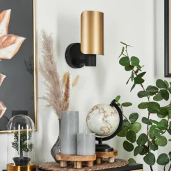 Lampes Vintages & Rétros-hofstein Applique murale Labansiek Laiton, Noir, 1 lumière