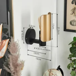 Lampes Vintages & Rétros-hofstein Applique murale Labansiek Laiton, Noir, 1 lumière