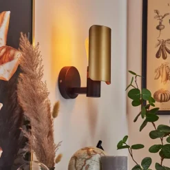 Lampes Vintages & Rétros-hofstein Applique murale Labansiek Laiton, Noir, 1 lumière