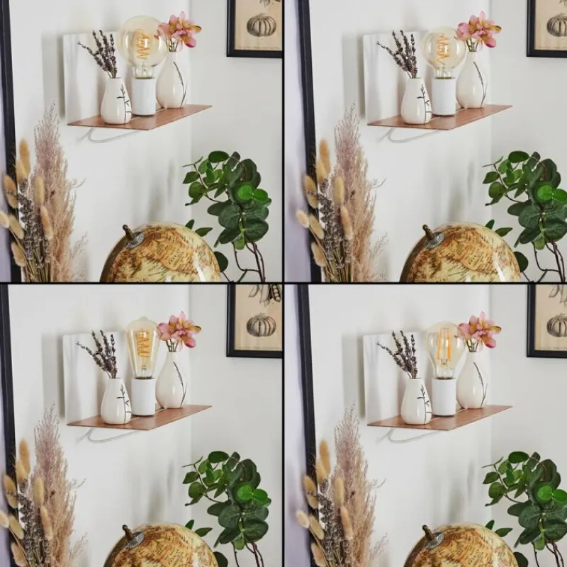 hofstein Applique murale Lafinur Brun, Couleur bois, Blanc, 1 lumière