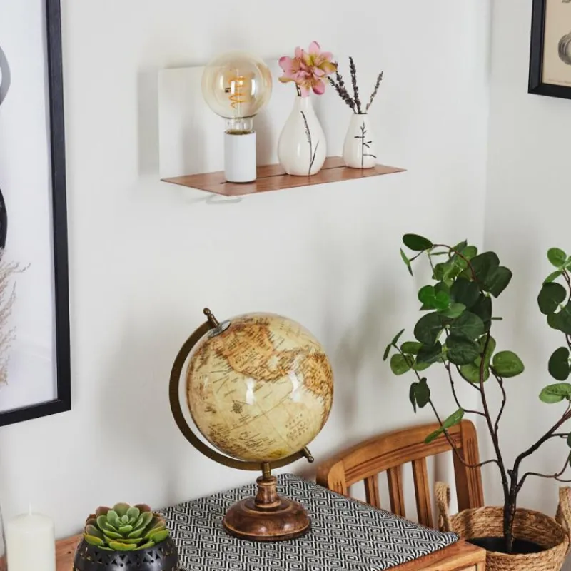 hofstein Applique murale Lafinur Brun, Couleur bois, Blanc, 1 lumière