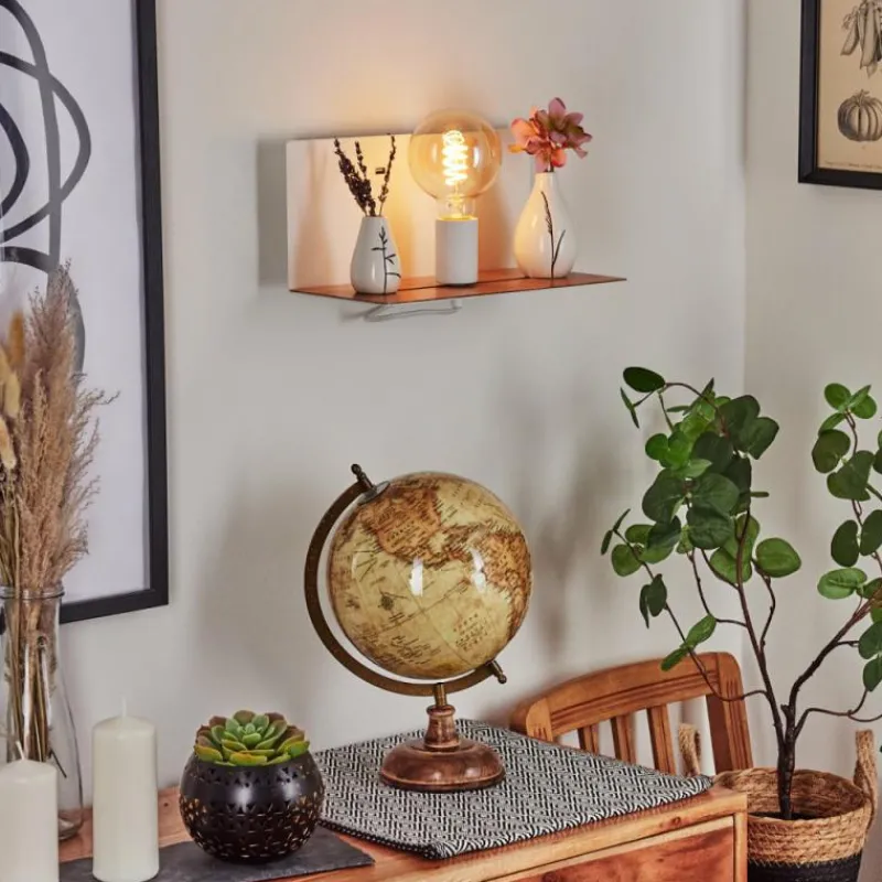 hofstein Applique murale Lafinur Brun, Couleur bois, Blanc, 1 lumière