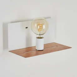 hofstein Applique murale Lafinur Brun, Couleur bois, Blanc, 1 lumière