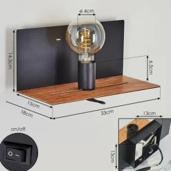 Luminaires Scandinaves-hofstein Applique murale Lafinur Brun, Couleur bois, Noir, 1 lumière