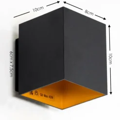 Lampe Turque-hofstein Applique murale Laforsen Noir doré, 1 lumière