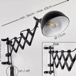 hofstein Applique murale Lasano Noir, 1 lumière