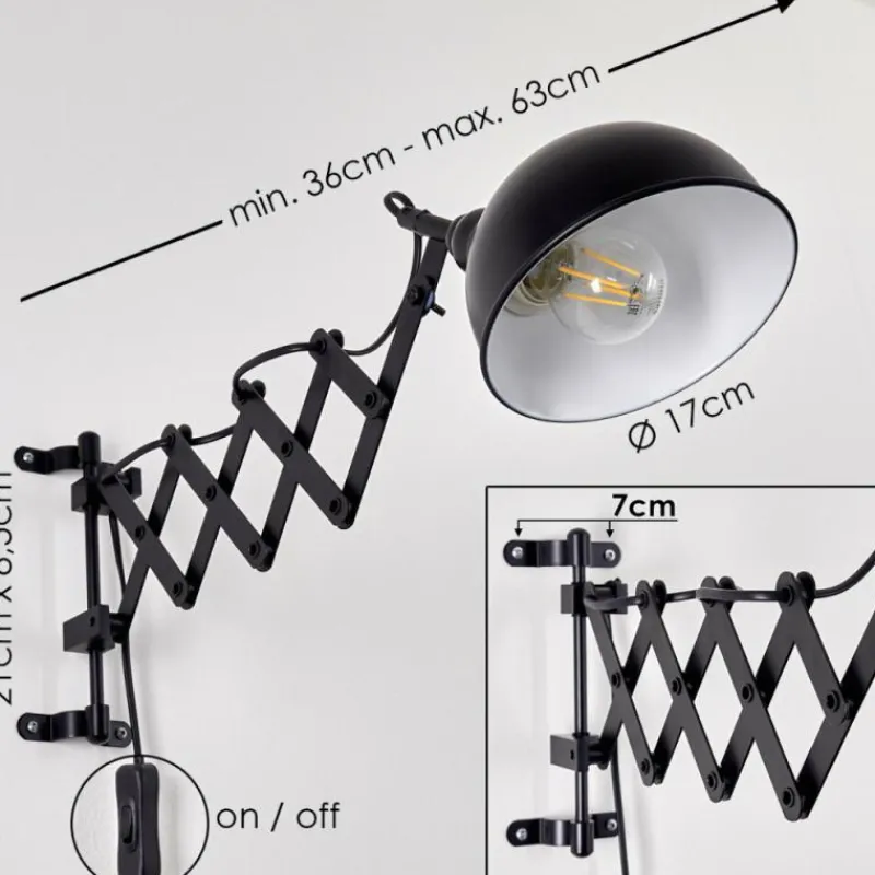 hofstein Applique murale Lasano Noir, 1 lumière