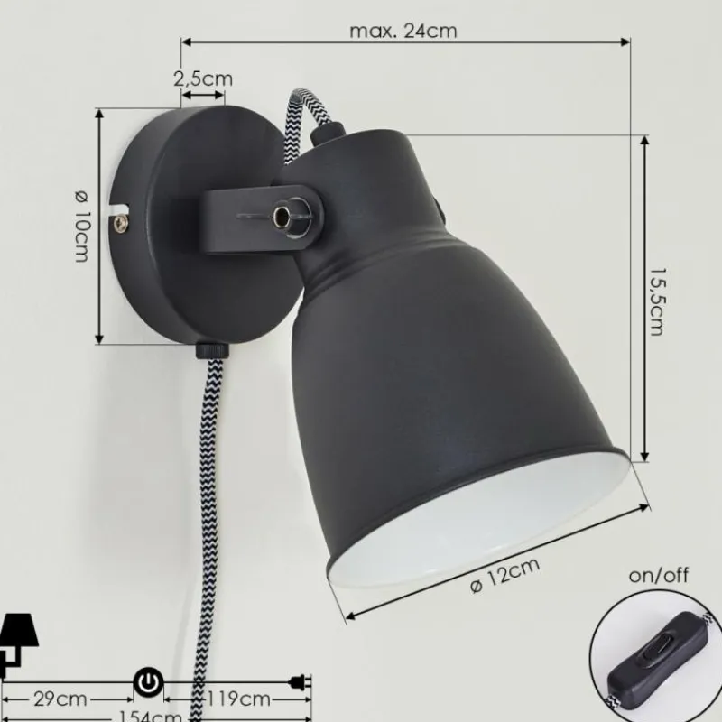 hofstein Applique murale Leiwoma Noir, 1 lumière* Appliques