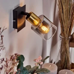 hofstein Applique murale Leteque Laiton, Noir, 1 lumière