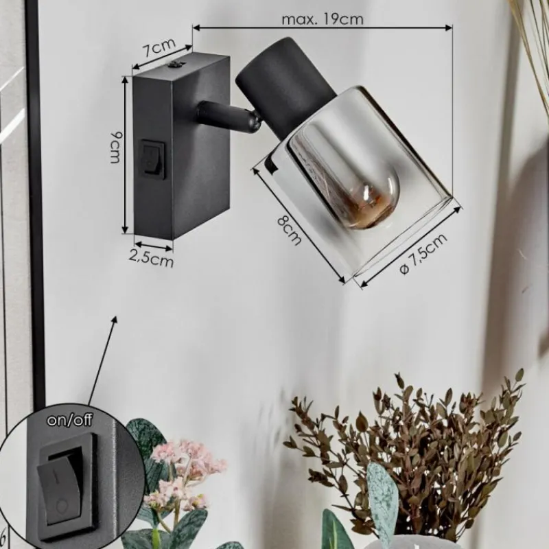 hofstein Applique murale Leteque Noir, 1 lumière