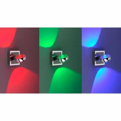 Luminaires Leuchten Direkt Applique murale Leuchten Direkt Ls-OPTI LED Acier inoxydable, 2 lumières, Télécommandes, Changeur de couleurs