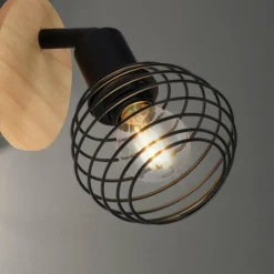 Lampes En Bois-Luminaires Leuchten Direkt Applique murale Leuchten-Direkt EUGEN Écru, Noir, 1 lumière