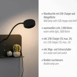 Luminaires Leuchten Direkt Applique murale Leuchten-Direkt BOARD LED Noir, 1 lumière* Éclairage Led