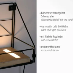 Lampes En Bois-Luminaires Leuchten Direkt Applique murale Leuchten-Direkt BOARD LED Brun, Noir, 1 lumière