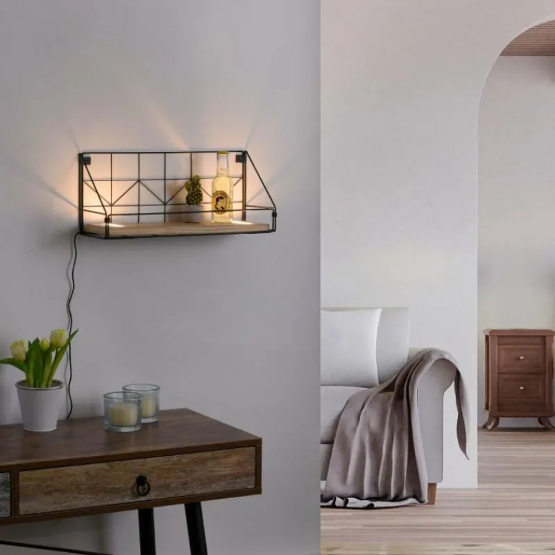 Lampes En Bois-Luminaires Leuchten Direkt Applique murale Leuchten-Direkt BOARD LED Brun, Noir, 1 lumière