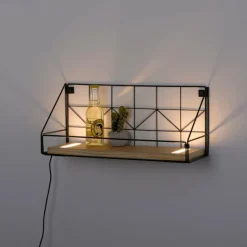 Lampes En Bois-Luminaires Leuchten Direkt Applique murale Leuchten-Direkt BOARD LED Brun, Noir, 1 lumière