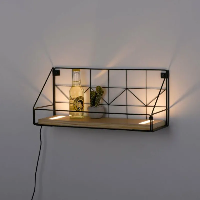 Lampes En Bois-Luminaires Leuchten Direkt Applique murale Leuchten-Direkt BOARD LED Brun, Noir, 1 lumière