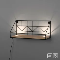 Lampes En Bois-Luminaires Leuchten Direkt Applique murale Leuchten-Direkt BOARD LED Brun, Noir, 1 lumière