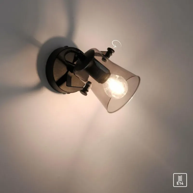 Suspension Verre Fumé-Luminaires Leuchten Direkt Applique murale Leuchten-Direkt TINULA Noir, 1 lumière