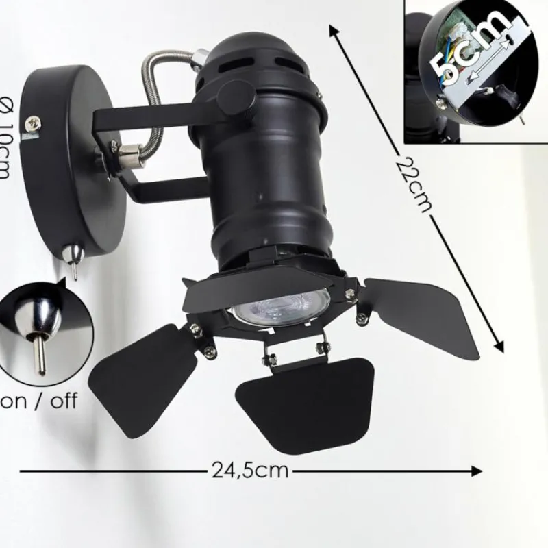 hofstein Applique murale Lichinga Noir, 1 lumière