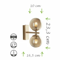 Luce Design Applique murale NEPTUN Laiton, 2 lumières