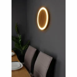 Lampes En Bois-Luce Design Applique murale MOON LED Brun, Couleur bois, Noir, 1 lumière