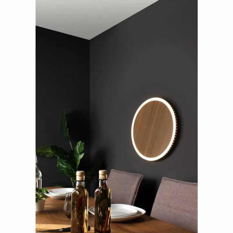 Lampes En Bois-Luce Design Applique murale MOON LED Brun, Couleur bois, Noir, 1 lumière