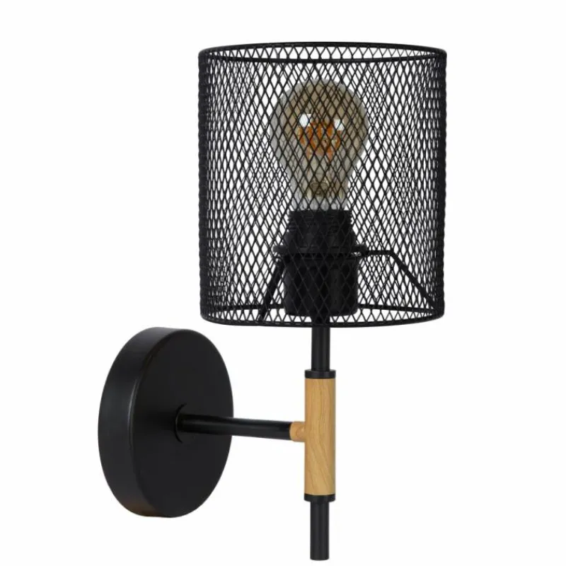 Lampes Vintages & Rétros-Luminaires Lucide Applique murale Lucide BASKETT Noir, 1 lumière
