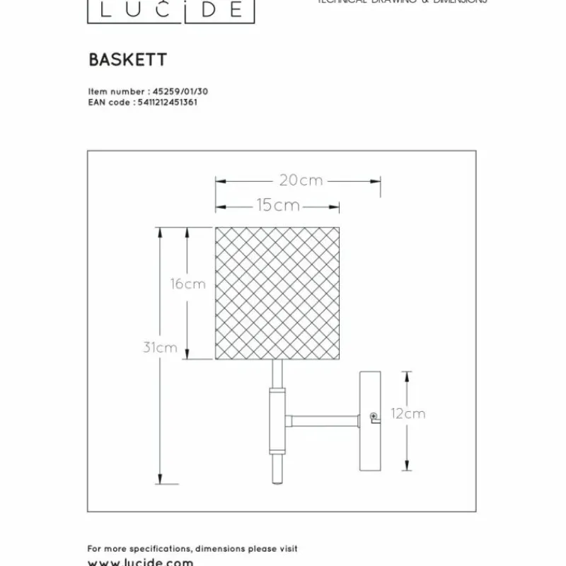 Lampes Vintages & Rétros-Luminaires Lucide Applique murale Lucide BASKETT Noir, 1 lumière