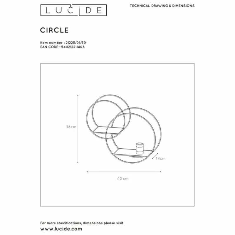 Luminaires Lucide Applique murale Lucide CIRCLE Noir, 1 lumière* Appliques