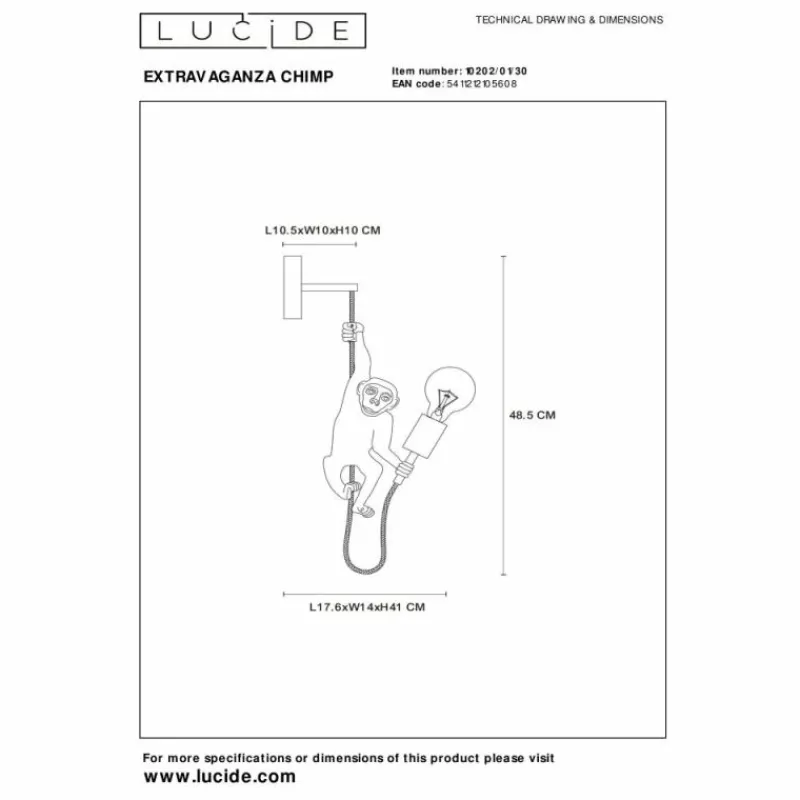 Lampes Dorées-Luminaires Lucide Applique murale Lucide EXTRAVAGANZA CHIMP Noir, 1 lumière