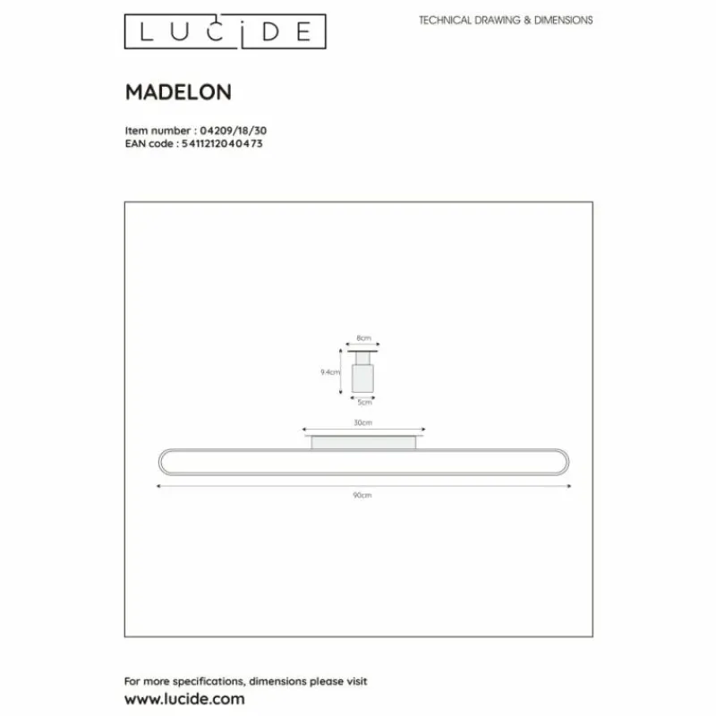 Luminaires Lucide Applique murale Lucide MADELON LED Noir, 1 lumière