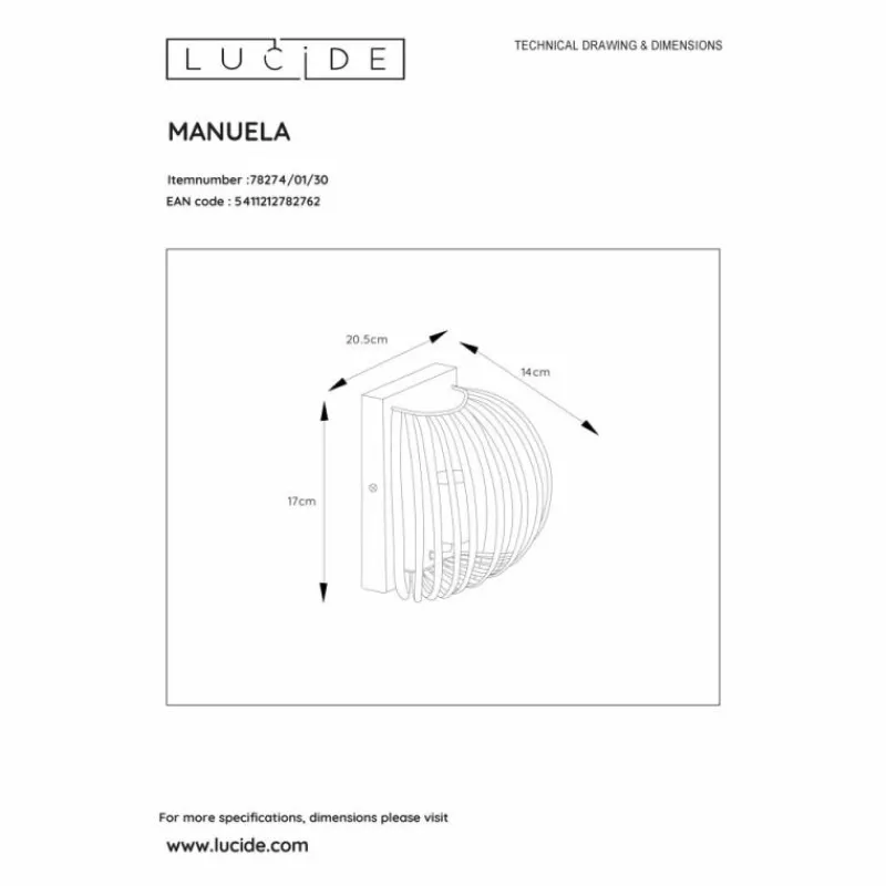 Luminaires Lucide Applique murale Lucide MANUELA Noir, 1 lumière* Appliques