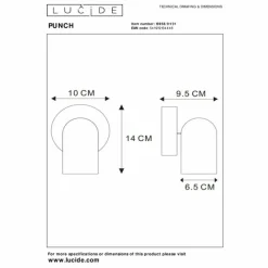 Luminaires Lucide Applique murale Lucide PUNCH Blanc, 1 lumière* Spots Et Projecteurs
