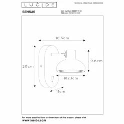 Luminaires Lucide Applique murale Lucide SENSAS Noir, 1 lumière* Spots Et Projecteurs