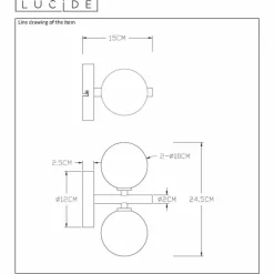 Luminaires Rustiques-Luminaires Lucide Applique murale Lucide TYCHO Or, 2 lumières