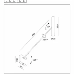 Luminaires Rustiques-Luminaires Lucide Applique murale Lucide WYGO LED Noir, 1 lumière