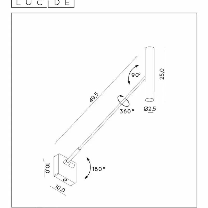Luminaires Rustiques-Luminaires Lucide Applique murale Lucide WYGO LED Noir, 1 lumière