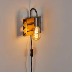 Lampes Vintages & Rétros-hofstein Applique murale Mallard Bois clair, Argenté, 1 lumière