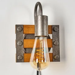 Lampes Vintages & Rétros-hofstein Applique murale Mallard Bois clair, Argenté, 1 lumière