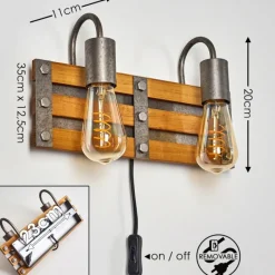 Lampes Vintages & Rétros-hofstein Applique murale Mallard Bois clair, Argenté, 2 lumières