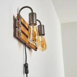 Lampes Vintages & Rétros-hofstein Applique murale Mallard Bois clair, Argenté, 2 lumières