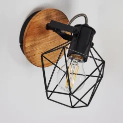 Lampes Vintages & Rétros-hofstein Applique murale Maracambo Bois foncé, Noir, 1 lumière