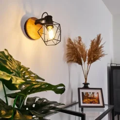 Lampes Vintages & Rétros-hofstein Applique murale Maracambo Bois foncé, Noir, 1 lumière