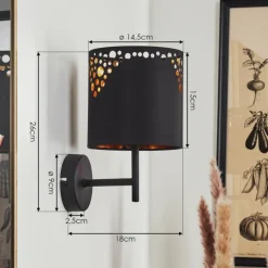 Lampes En Tissu-hofstein Applique murale Marbach Noir, 1 lumière