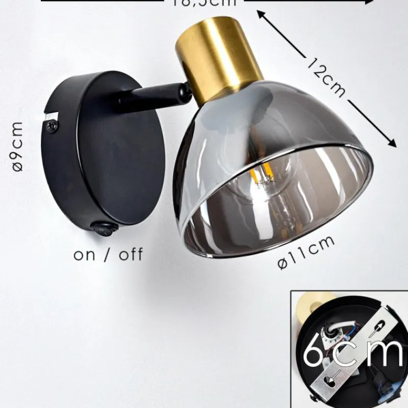 hofstein Applique murale Mariefred Noir, 1 lumière