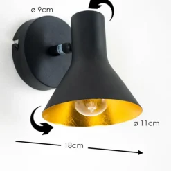 Lampes Dorées-hofstein Applique murale Mavas Noir, 1 lumière