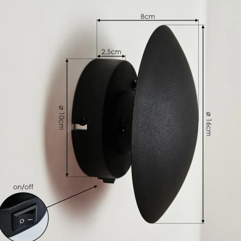 hofstein Applique murale Mezia LED Noir, 1 lumière