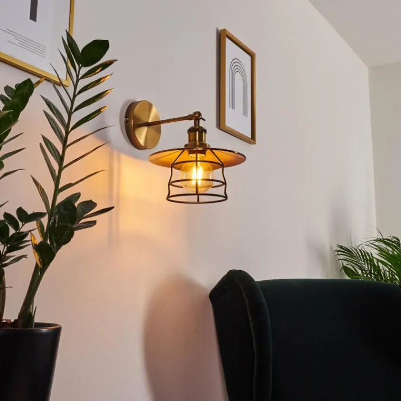 Luminaires Rustiques-hofstein Applique murale Moena Vieux laiton, Bronze, 1 lumière